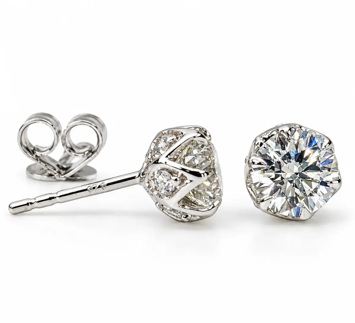 9ct White Gold 2.01ct Lab-Grown Diamond Stud Earrings – E Colour VS1 - 9WGAUGER4886