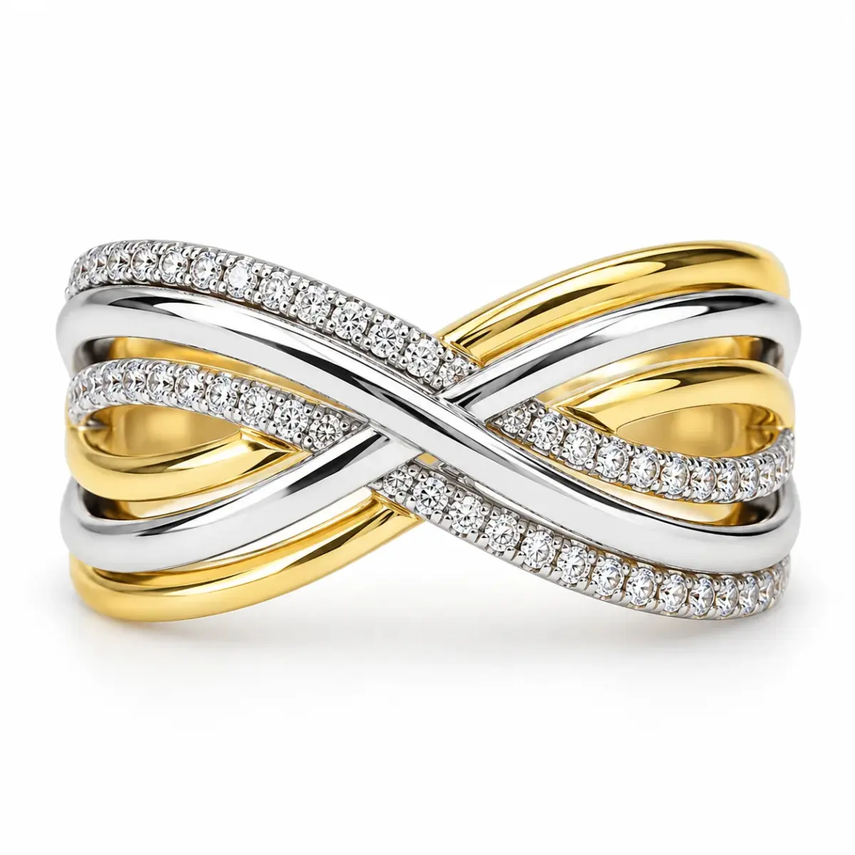 9ct Yellow & White Gold Natural Diamond Crossover Ring – 0.23ct - CYR6036