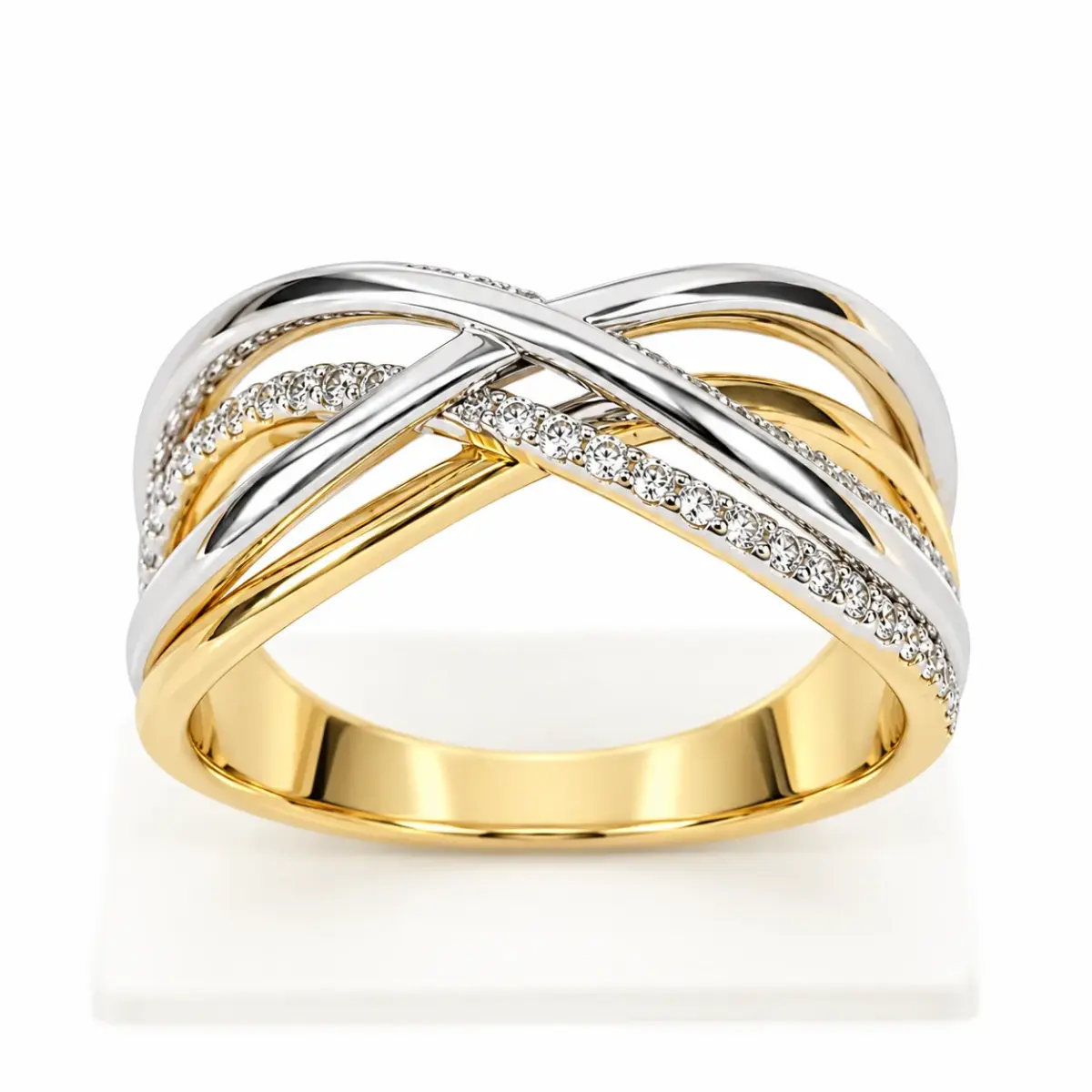 9ct Yellow & White Gold Natural Diamond Crossover Ring – 0.23ct - CYR6036