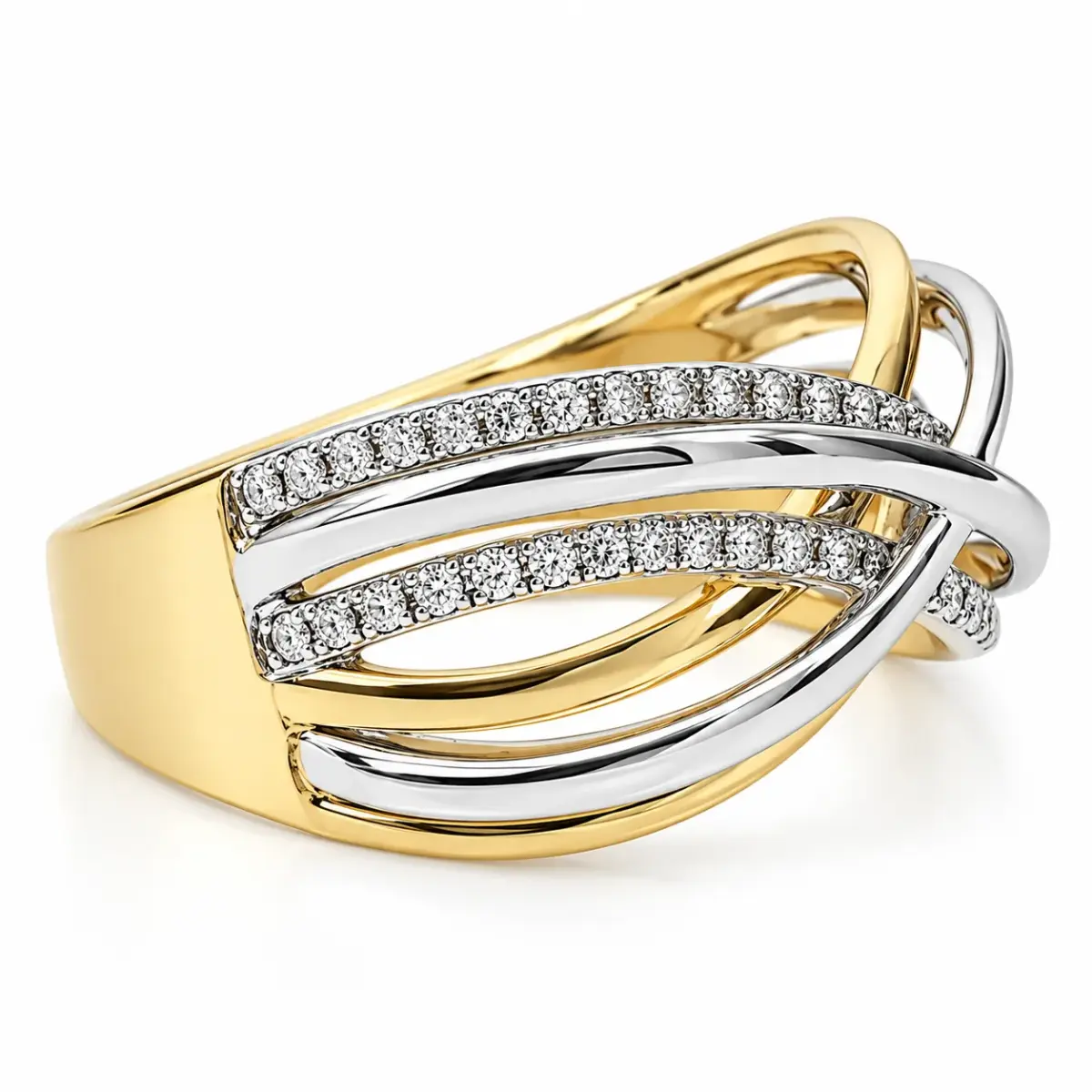 9ct Yellow & White Gold Natural Diamond Crossover Ring – 0.23ct - CYR6036
