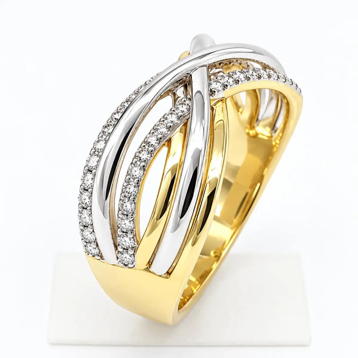 9ct Yellow & White Gold Natural Diamond Crossover Ring – 0.23ct - CYR6036