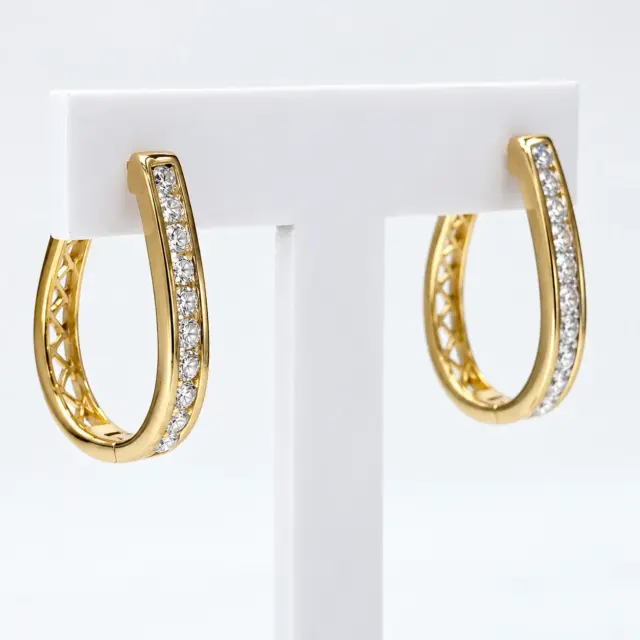 9ct Yellow Gold 0.51ct Lab Grown Diamond Channel Set Hoop Earrings – E–R Colour, VS Clarity - AUER3126