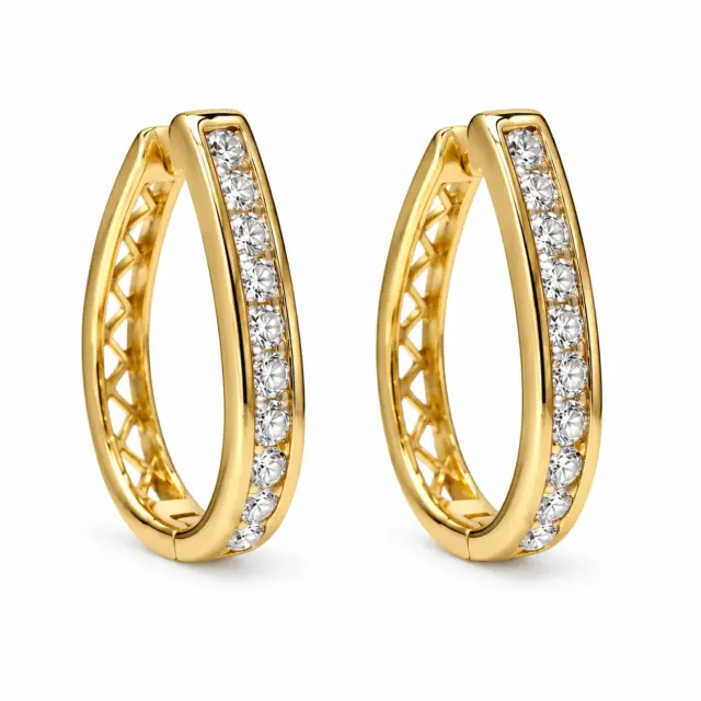 9ct Yellow Gold 0.51ct Lab Grown Diamond Channel Set Hoop Earrings – E–R Colour, VS Clarity - AUER3126