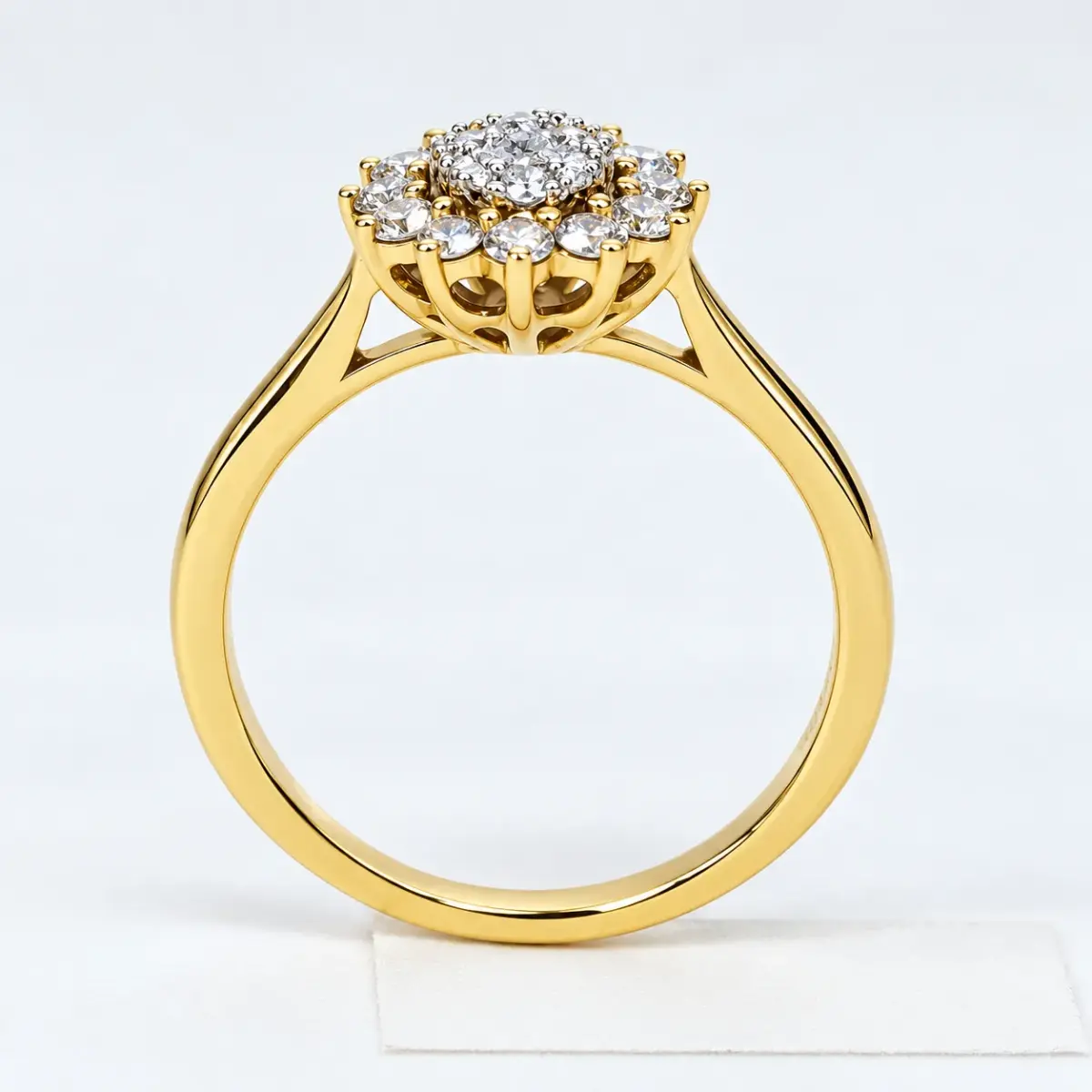 9ct Yellow Gold 0.55ct Lab Grown Diamond Oval Cluster Halo Ring – E/F Colour, VS Clarity - AURG809
