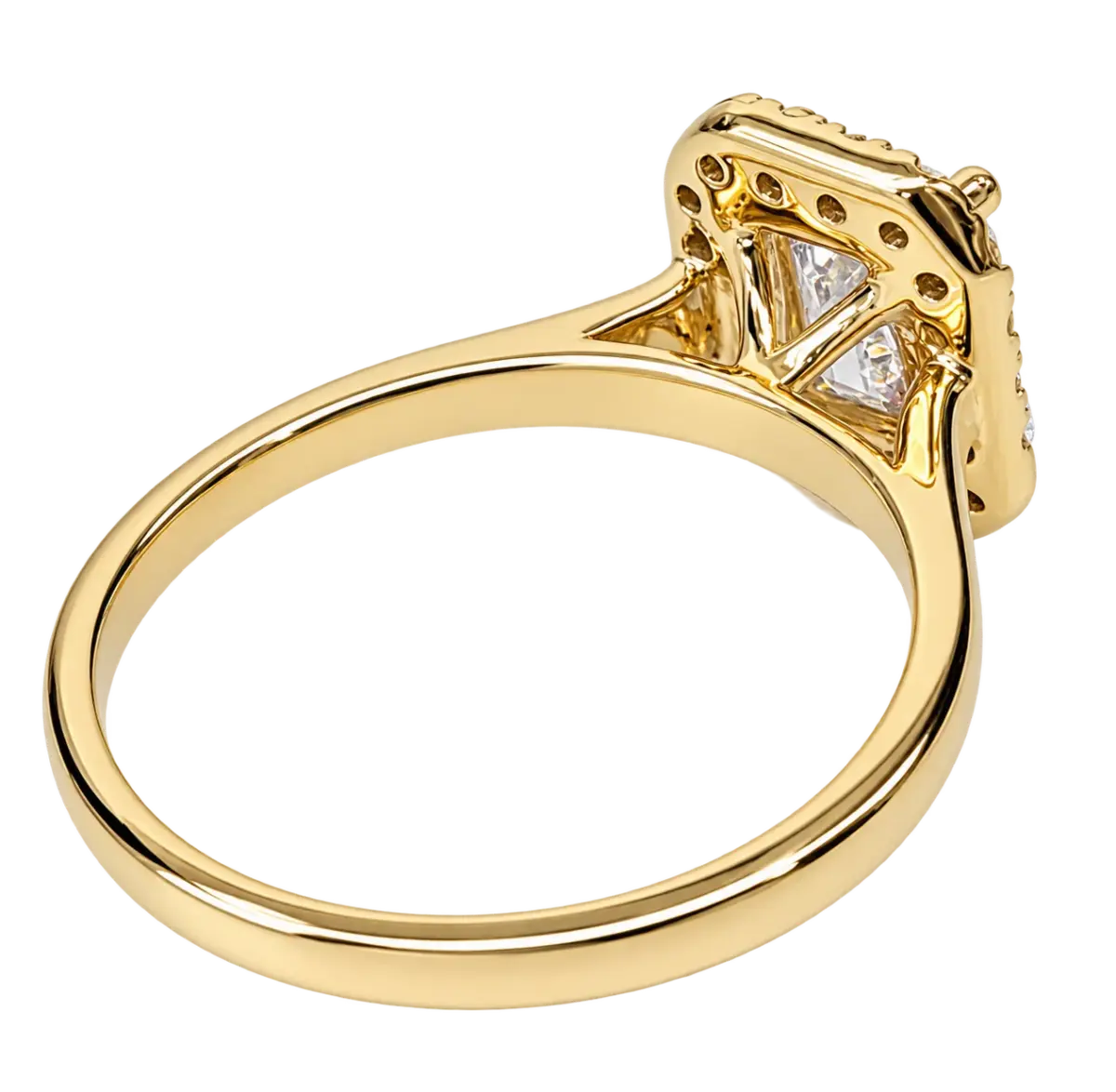 9ct Yellow Gold 1.88ct TDW Lab Grown Diamond Emerald Cut Halo Engagement Ring – E Colour, VS1 Clarity - AURG860