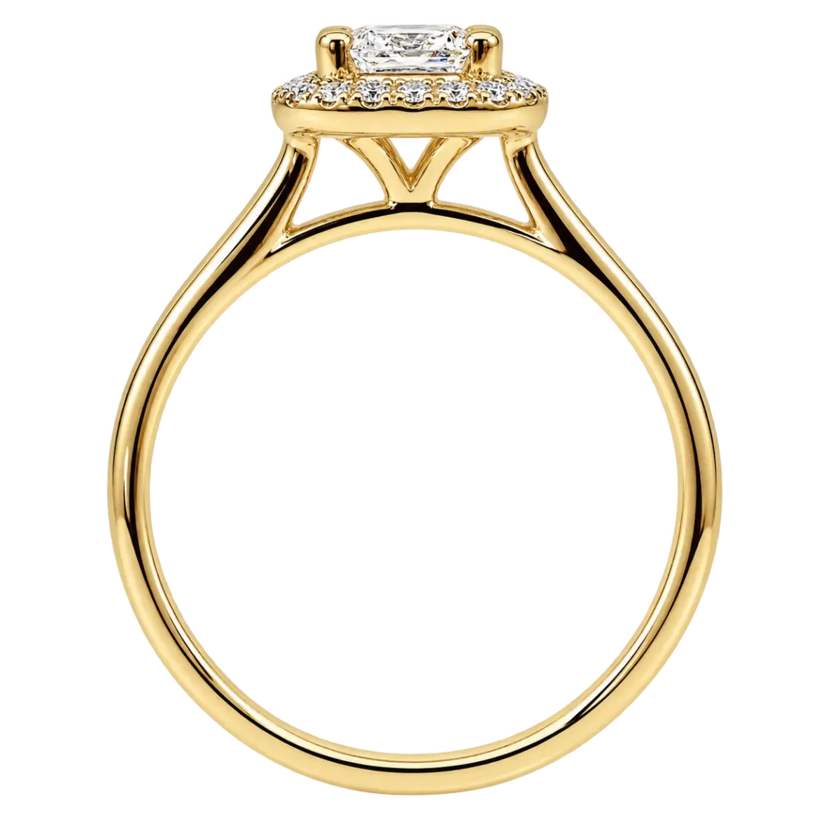 9ct Yellow Gold 1.88ct TDW Lab Grown Diamond Emerald Cut Halo Engagement Ring – E Colour, VS1 Clarity - AURG860