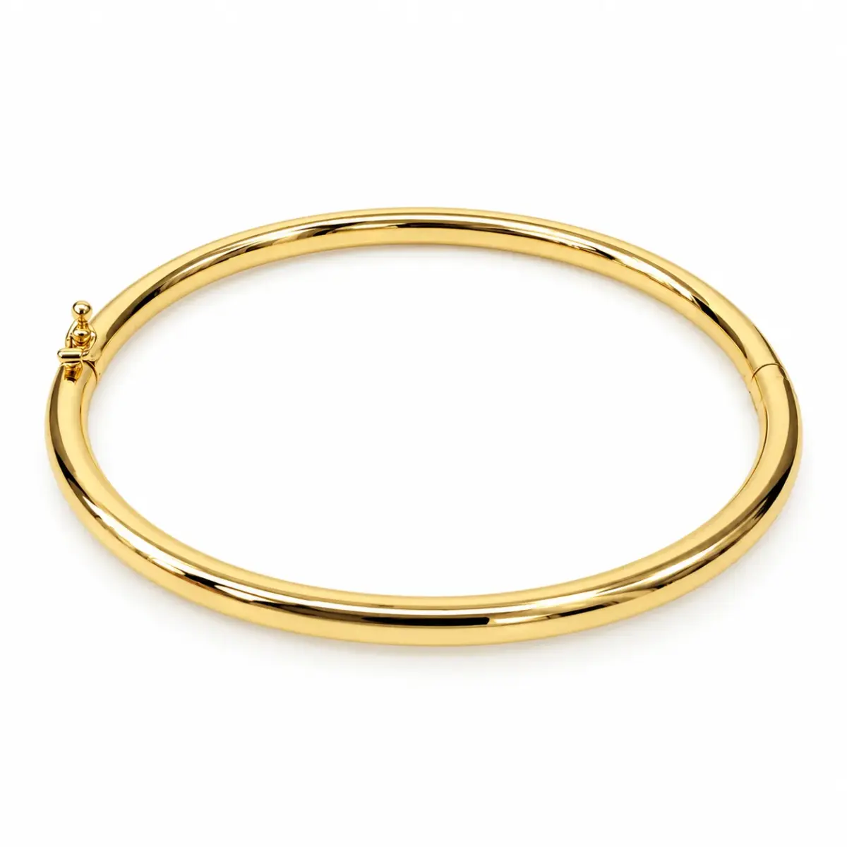 9ct Yellow Gold 3.5mm Hollow Oval Hinged Bangle – 62mm x 54mm – Made in Italy - 9KBA1566