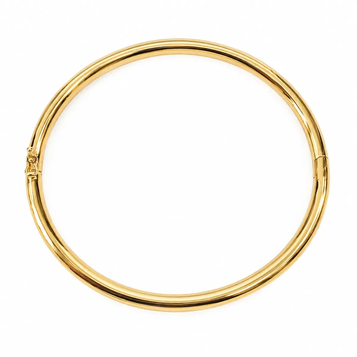 9ct Yellow Gold 3.5mm Hollow Oval Hinged Bangle – 62mm x 54mm – Made in Italy - 9KBA1566