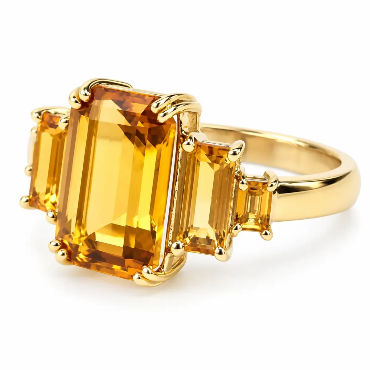 9ct Yellow Gold 3.68ct Citrine Radiant Cut Five Stone Ring – Claw Set - 9YCYR7905CIT