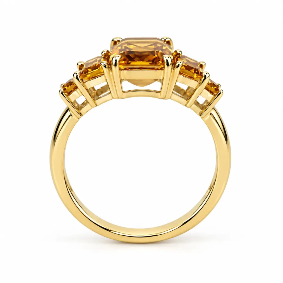 9ct Yellow Gold 3.68ct Citrine Radiant Cut Five Stone Ring – Claw Set - 9YCYR7905CIT
