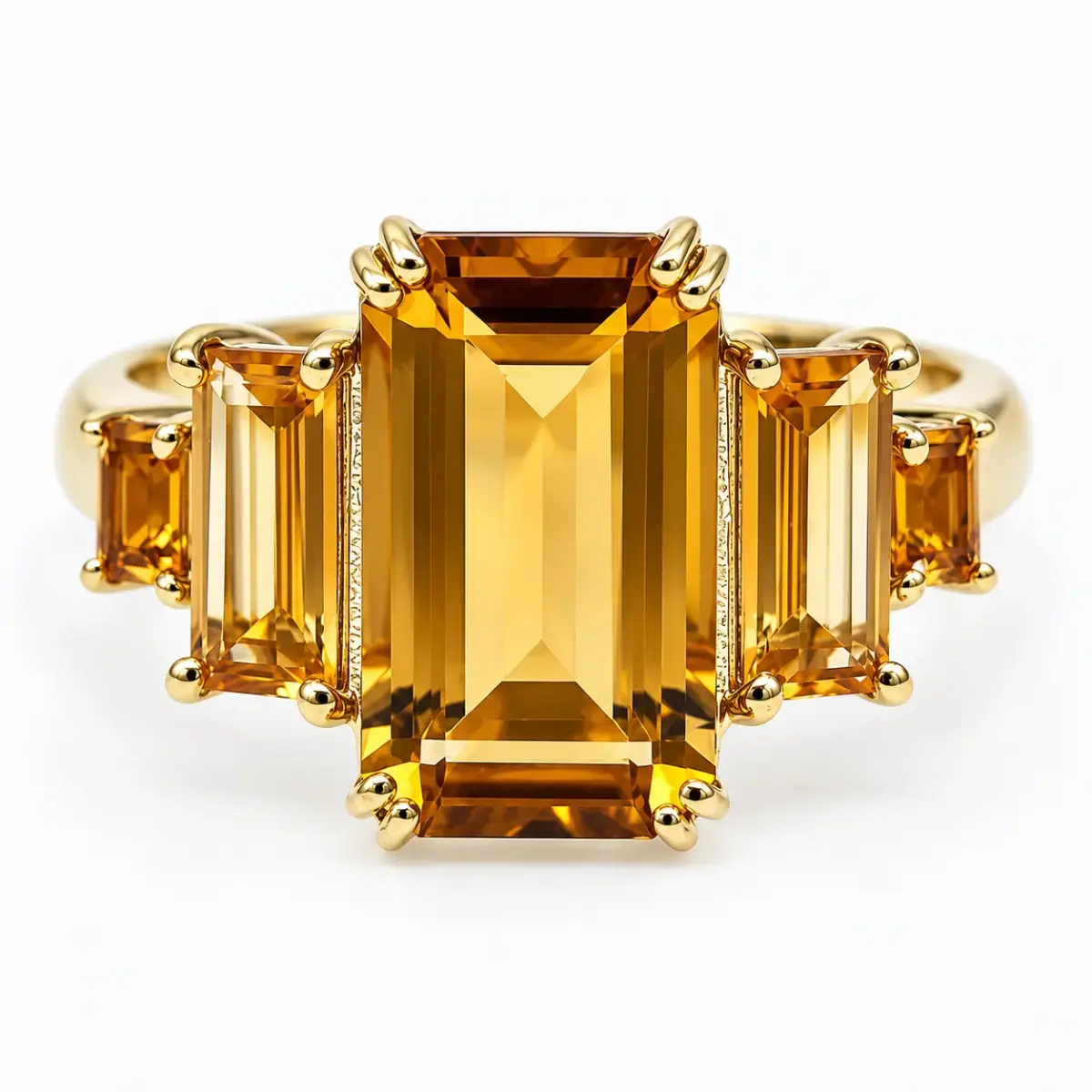 9ct Yellow Gold 3.68ct Citrine Radiant Cut Five Stone Ring – Claw Set - 9YCYR7905CIT