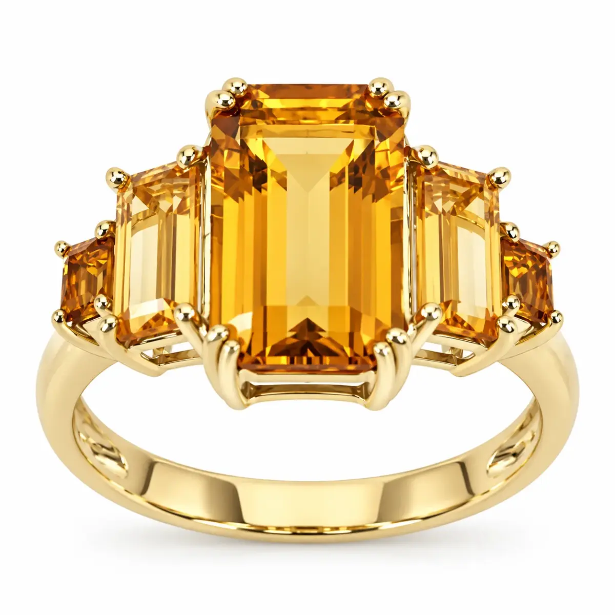 9ct Yellow Gold 3.68ct Citrine Radiant Cut Five Stone Ring – Claw Set - 9YCYR7905CIT