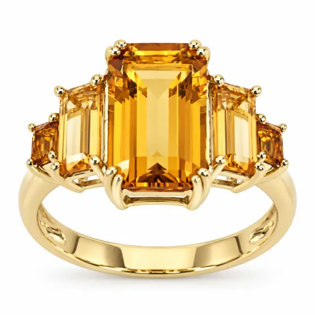 9ct Yellow Gold 3.68ct Citrine Radiant Cut Five Stone Ring – Claw Set - 9YCYR7905CIT