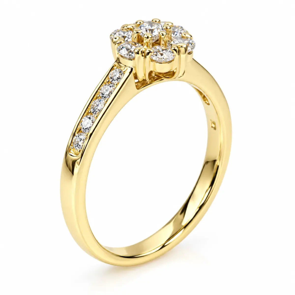 9ct Yellow Gold CZ Floral Cluster Ring - 9YCYR2170