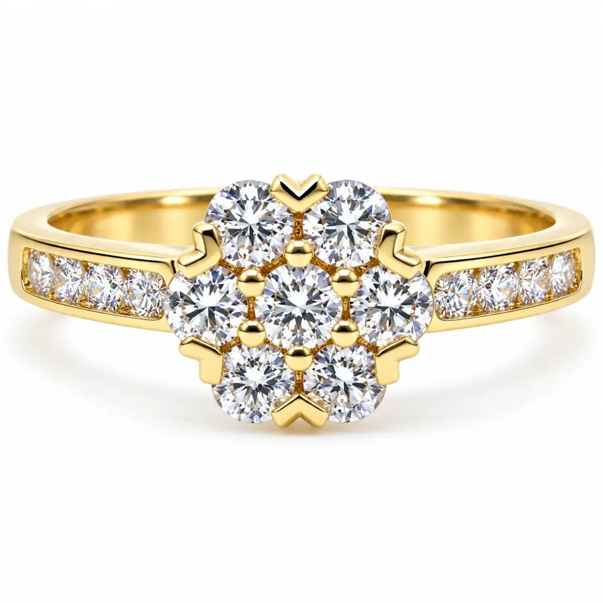9ct Yellow Gold CZ Floral Cluster Ring - 9YCYR2170