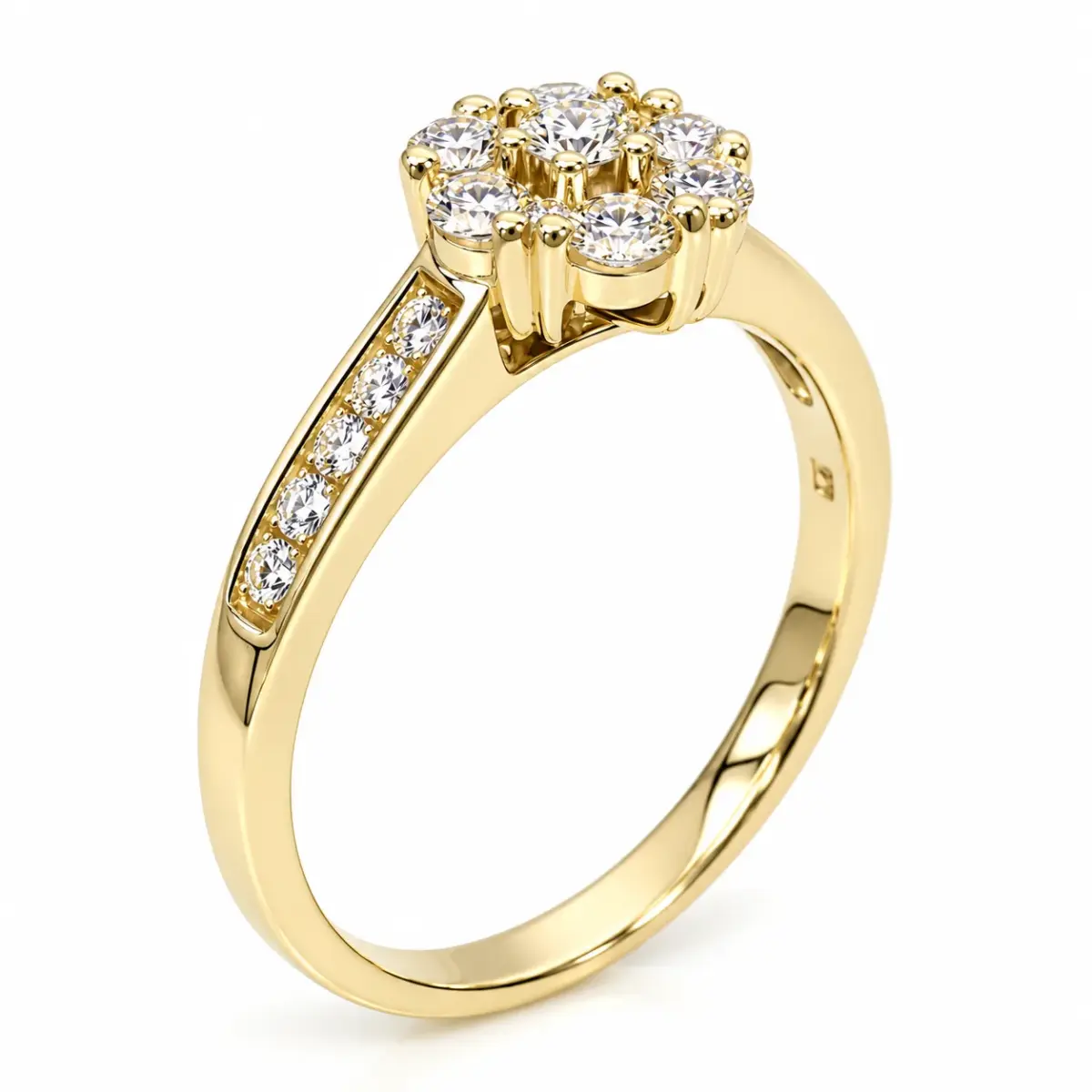 9ct Yellow Gold CZ Floral Cluster Ring - 9YCYR2170