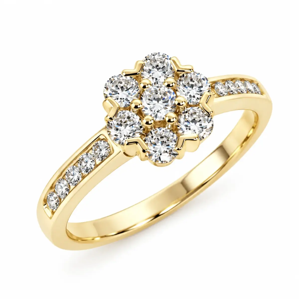 9ct Yellow Gold CZ Floral Cluster Ring - 9YCYR2170
