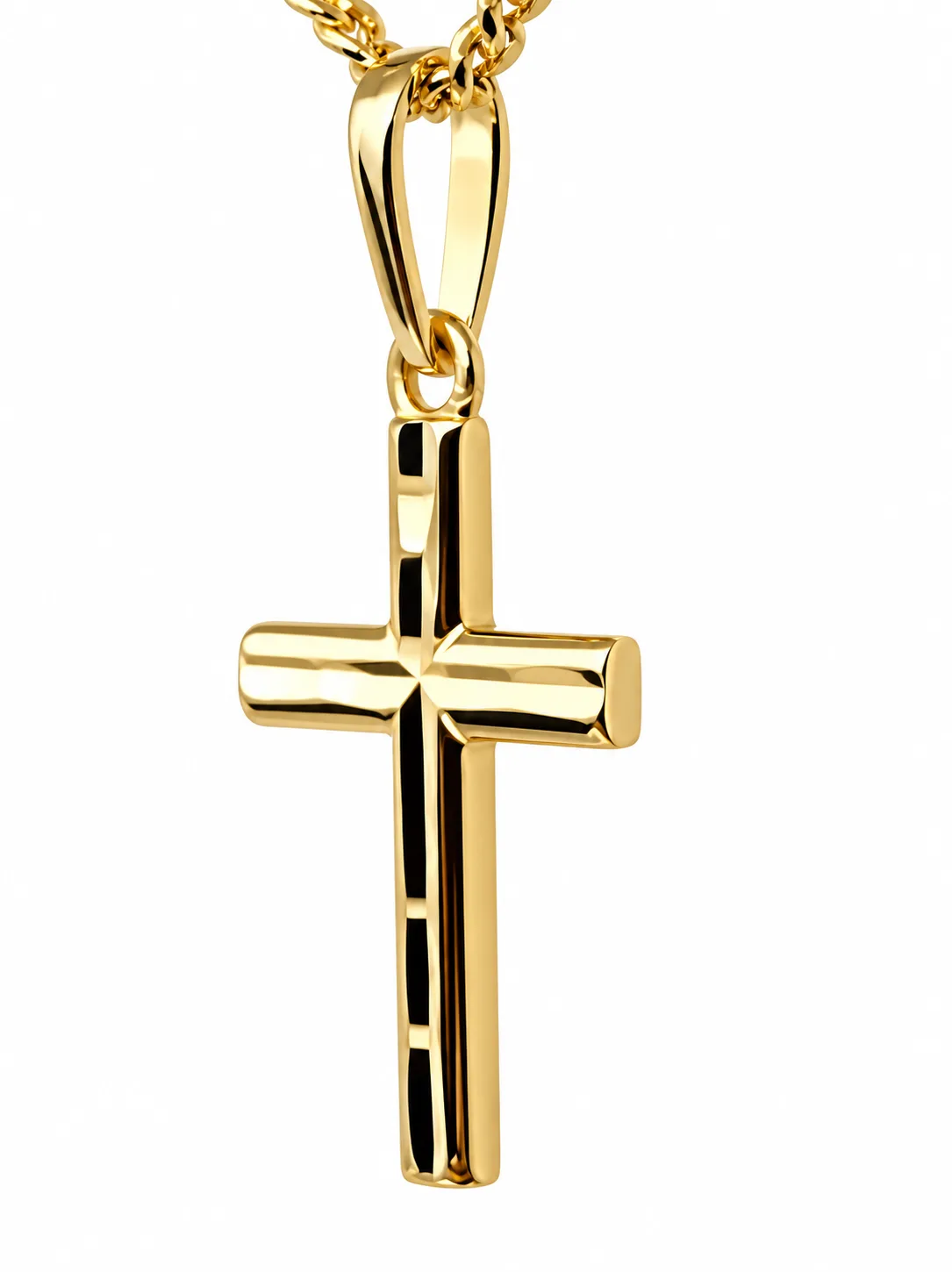 9ct Yellow Gold Diamond-Cut Cross Pendant – 13mm x 8mm | Made in Italy - 9KCR657