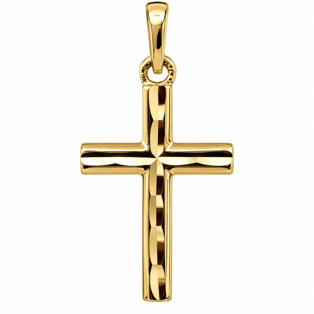 9ct Yellow Gold Diamond-Cut Cross Pendant – 13mm x 8mm | Made in Italy - 9KCR657