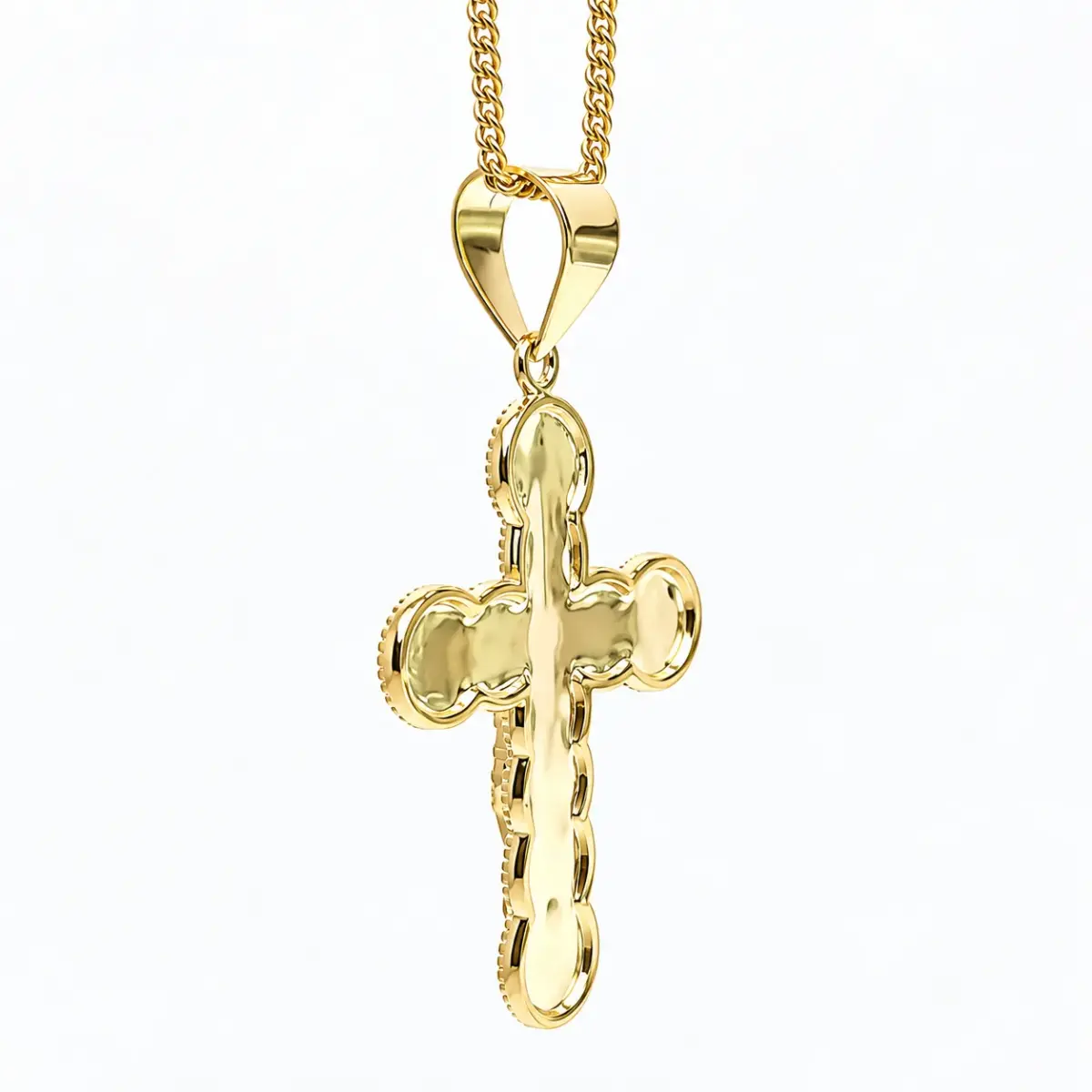 9ct Yellow Gold Faceted Diamond-Cut Crucifix Cross Pendant – 25mm x 19mm | Made in Italy - 9KCR102Y