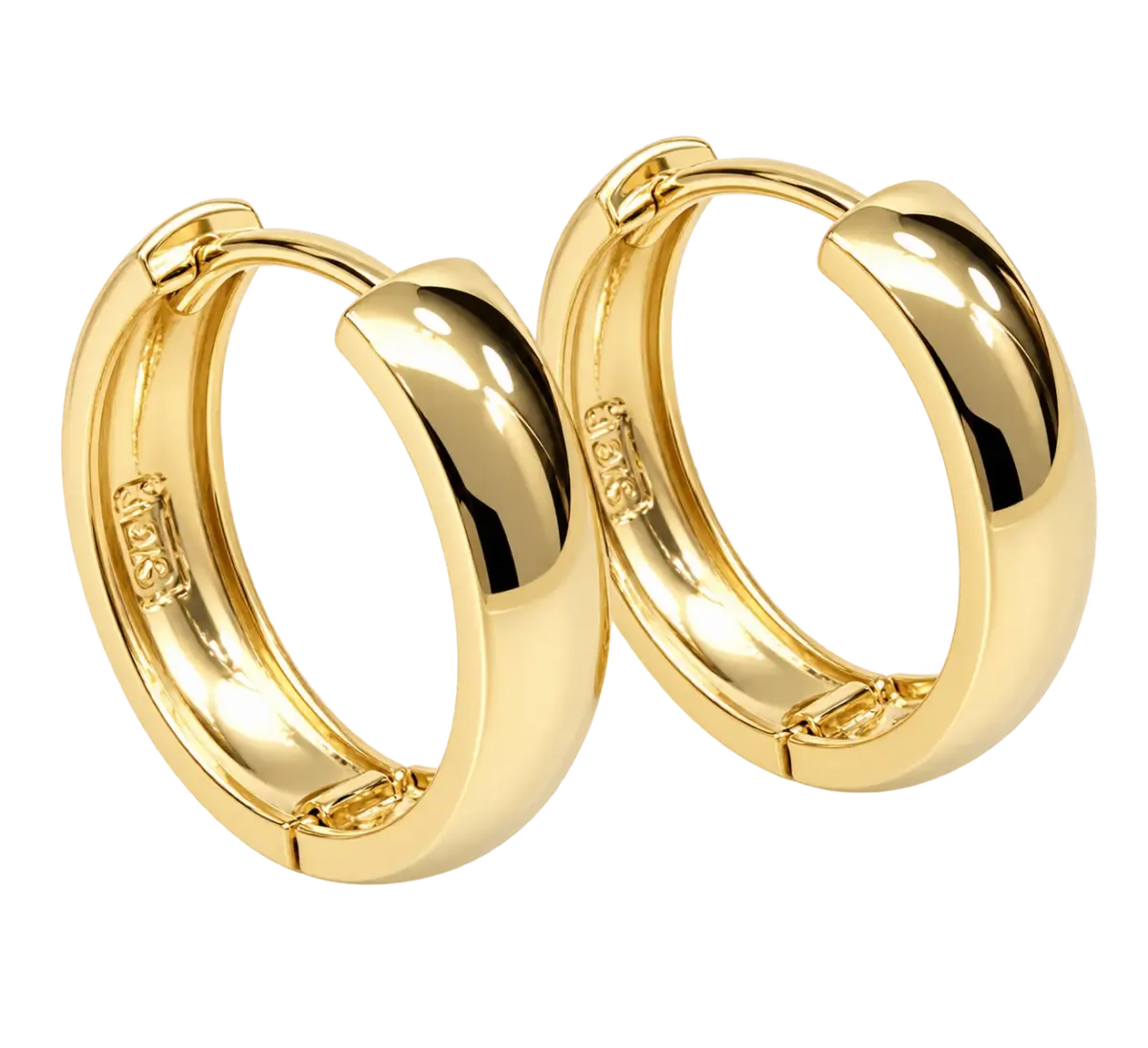 9ct Yellow Gold Half Round Hinged Huggie Hoop Earrings – 13mm Inside Diameter | 4.30mm Wide | Made in Italy - 9KER542