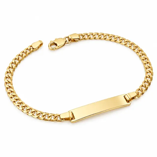 9ct Yellow Gold Italian Curb Link ID Bracelet – 19cm - 9KGZP0906/ID