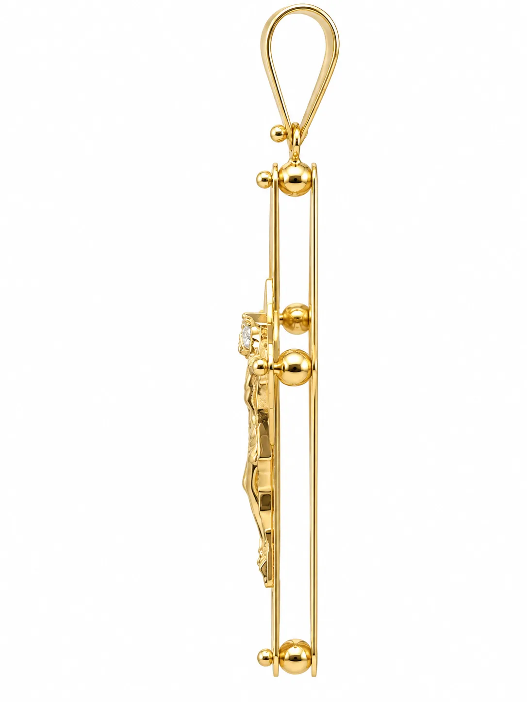 9ct Yellow Gold Italian Flared Crucifix Pendant – Diamond Cut Double-Layer Cross – 45mm x 30mm - 9KCR699