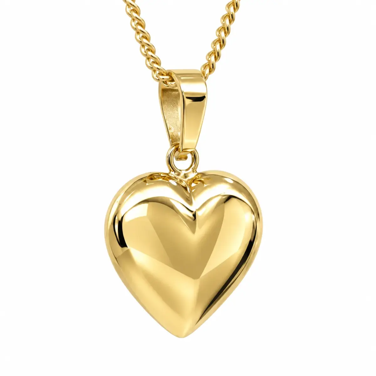 9ct Yellow Gold Italian Puff Heart Pendant – 12mm - 9KC232