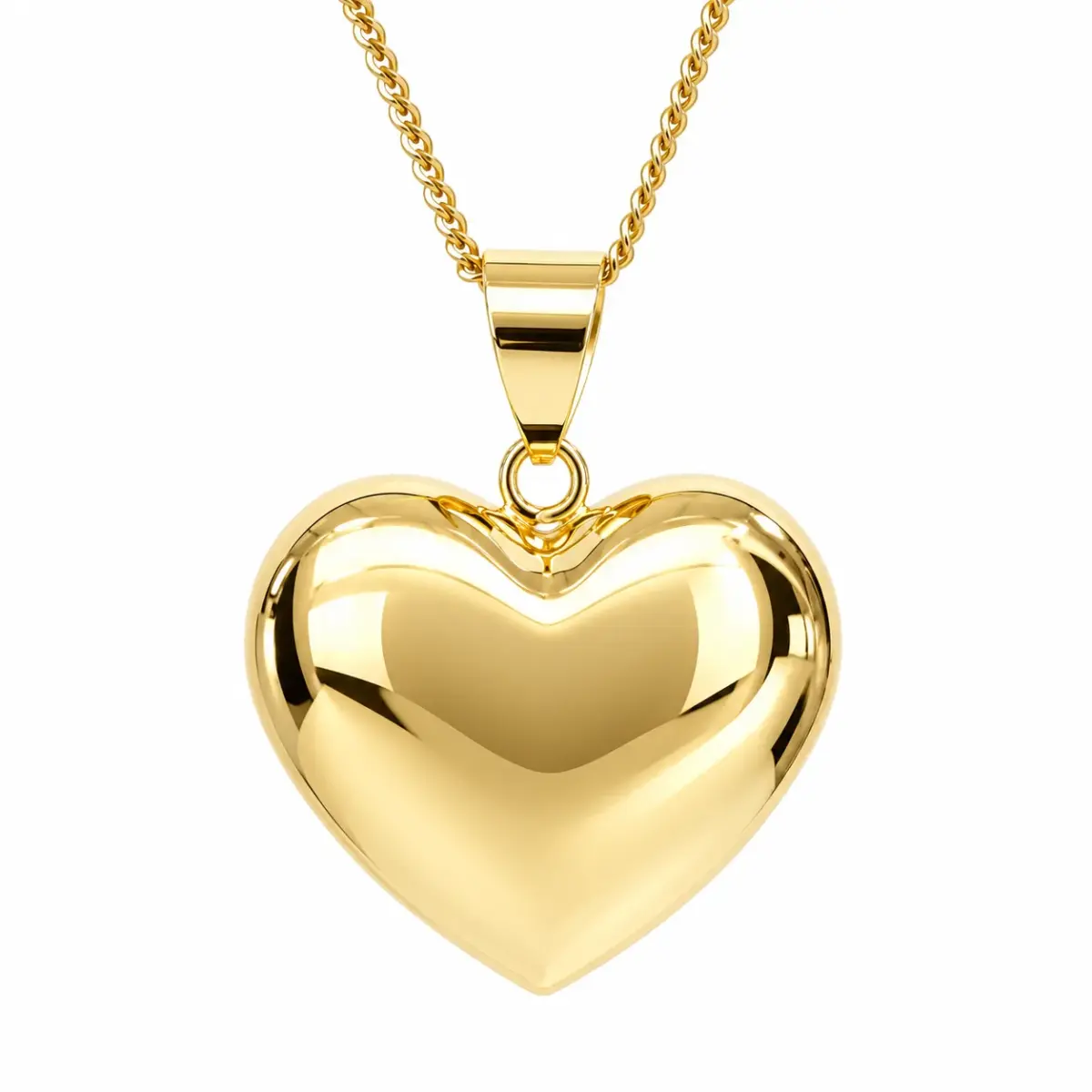 9ct Yellow Gold Italian Puff Heart Pendant – 19mm - 9KC239