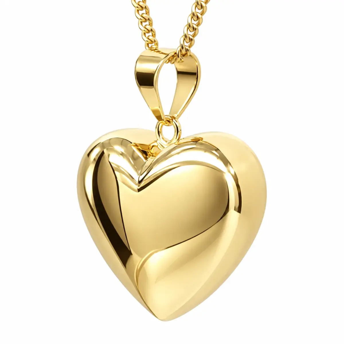9ct Yellow Gold Italian Puff Heart Pendant – 19mm - 9KC239