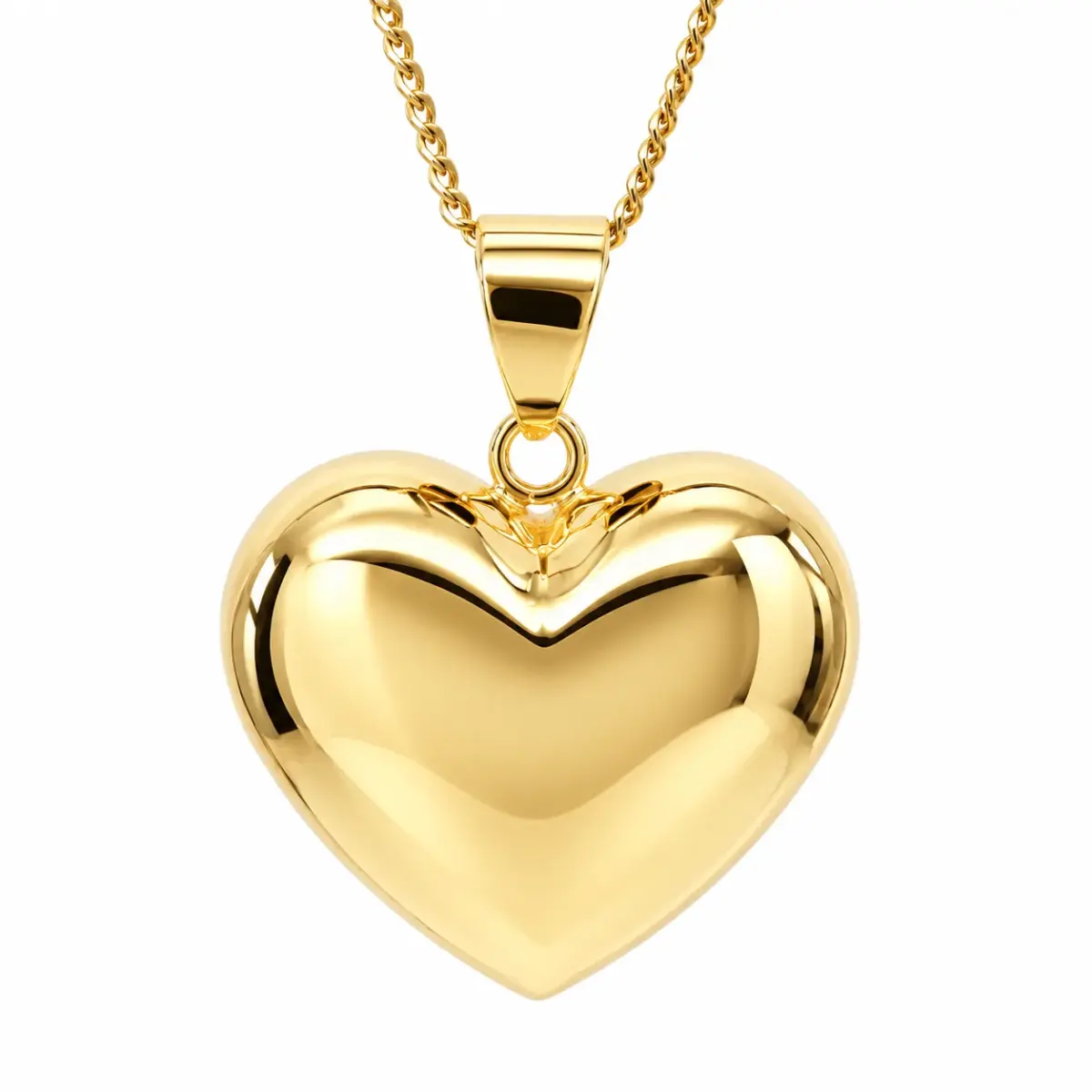9ct Yellow Gold Italian Puff Heart Pendant – 19mm - 9KC239