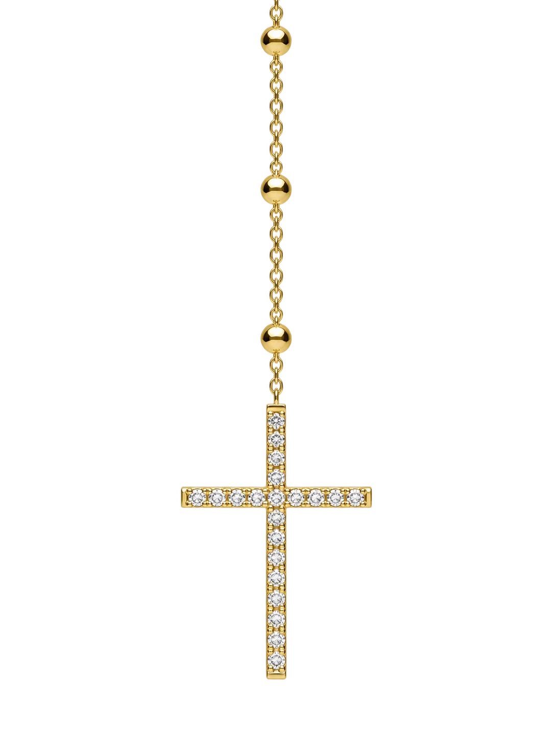 9ct Yellow Gold Miraculous Madonna Rosary Necklace with CZ Cross – 50cm Chain + 10cm Drop | Made in Italy - 9KRB00850