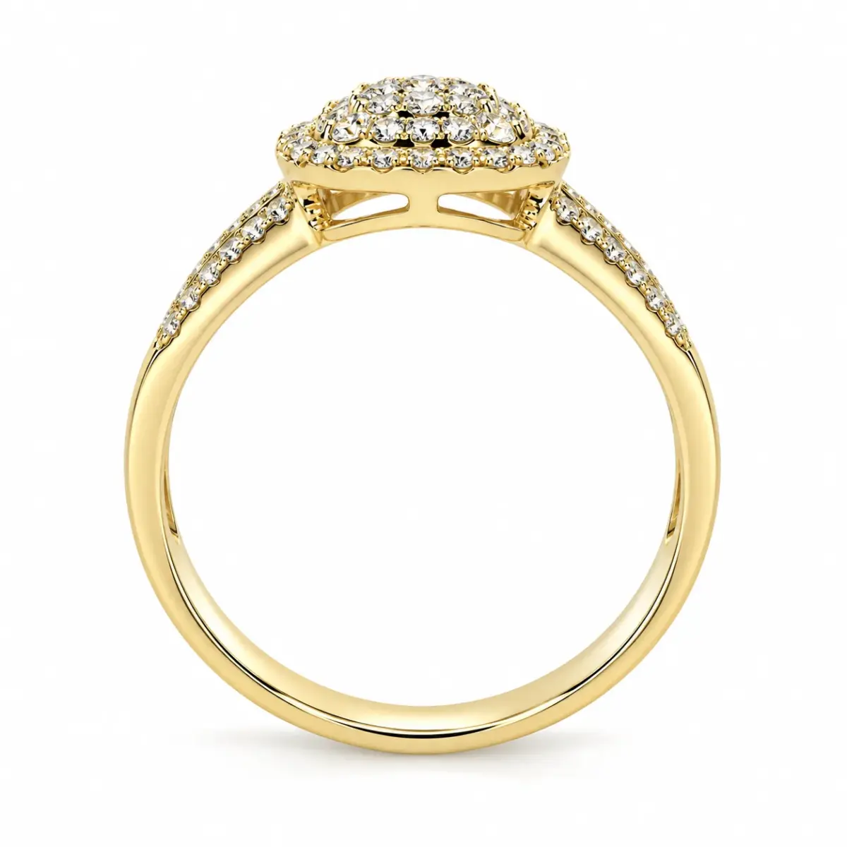 9ct Yellow Gold Multi-Row Cushion Halo CZ Cluster Dress Ring - 9YCYR7976