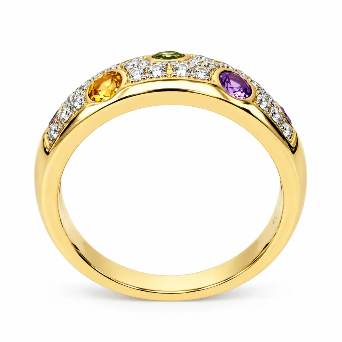 9ct Yellow Gold Multicoloured Sapphire & Natural Diamond Dress Ring – 0.68ct Sapphires & 0.20ct Diamonds - 9YCYR2351SAP