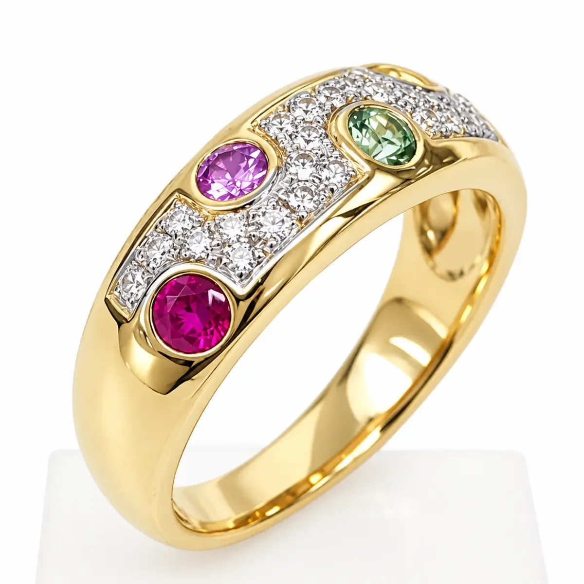 9ct Yellow Gold Multicoloured Sapphire & Natural Diamond Dress Ring – 0.68ct Sapphires & 0.20ct Diamonds - 9YCYR2351SAP