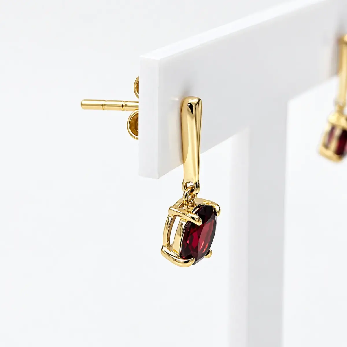 9ct Yellow Gold Oval Garnet Drop Stud Earrings – 0.78ct - CYE2068GAR