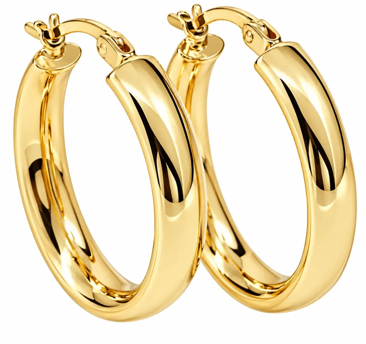 9ct Yellow Gold Oval Tube Hoop Earrings – 20mm x 14mm Inside Diameter | 5mm Wide | Made in Italy - 9KER193Y20X14