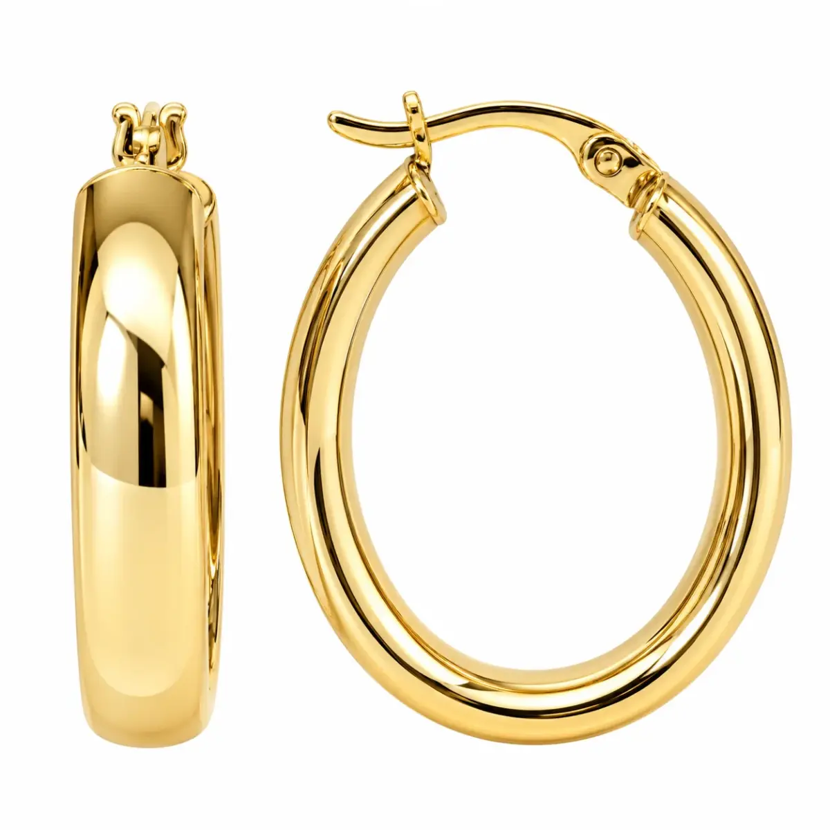 9ct Yellow Gold Oval Tube Hoop Earrings – 20mm x 14mm Inside Diameter | 5mm Wide | Made in Italy - 9KER193Y20X14