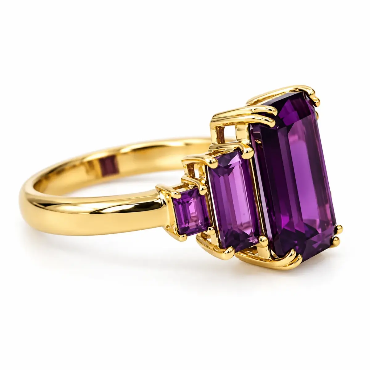 9ct Yellow Gold Radiant Cut Rhodolite Garnet Five Stone Ring - 9YCYR7905RG