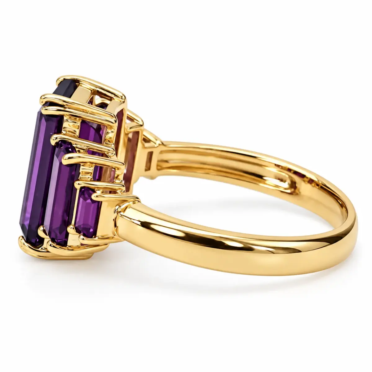 9ct Yellow Gold Radiant Cut Rhodolite Garnet Five Stone Ring - 9YCYR7905RG