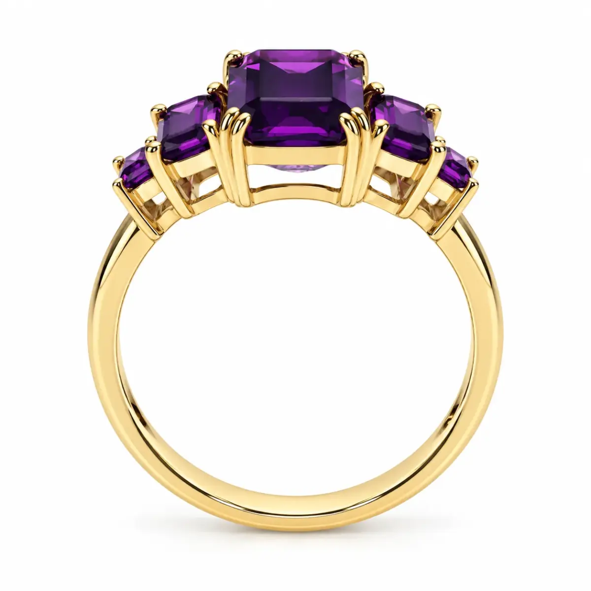 9ct Yellow Gold Radiant Cut Rhodolite Garnet Five Stone Ring - 9YCYR7905RG