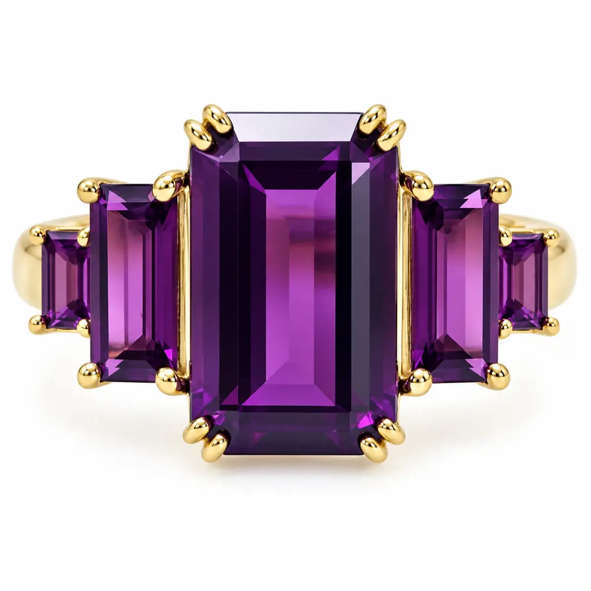 9ct Yellow Gold Radiant Cut Rhodolite Garnet Five Stone Ring - 9YCYR7905RG