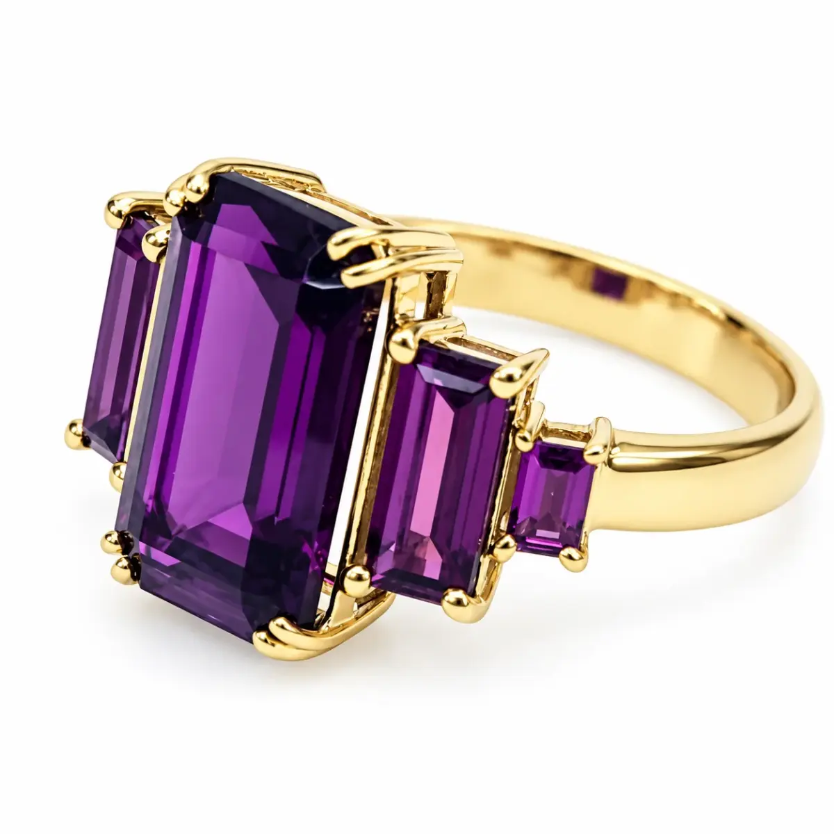 9ct Yellow Gold Radiant Cut Rhodolite Garnet Five Stone Ring - 9YCYR7905RG