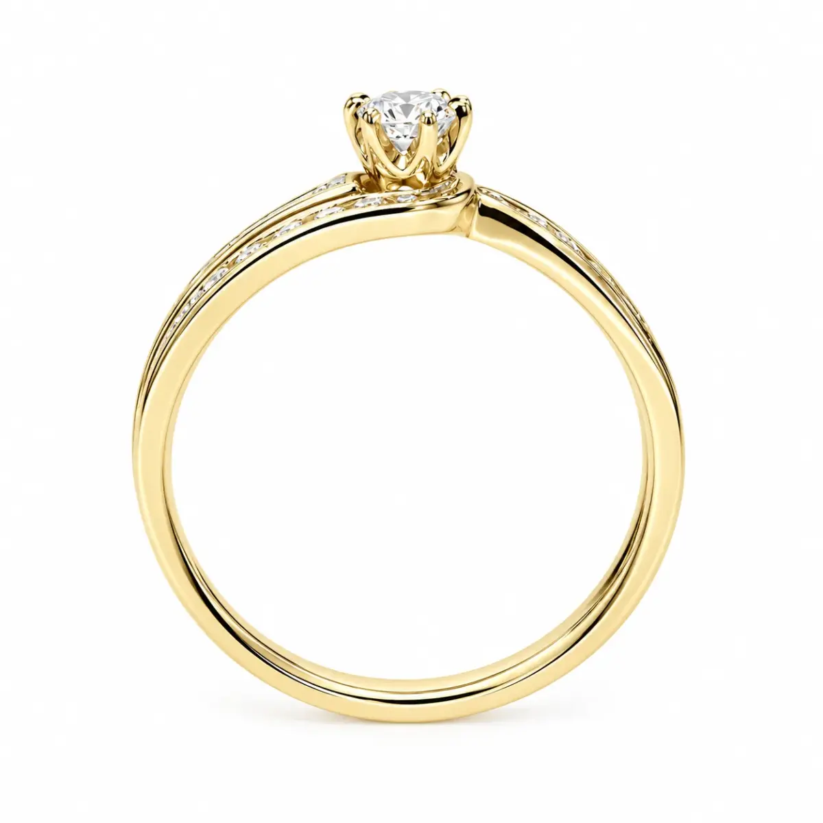 9ct Yellow Gold Round CZ Crossover 2-Piece Bridal Ring Set - 9YCYR3103AB
