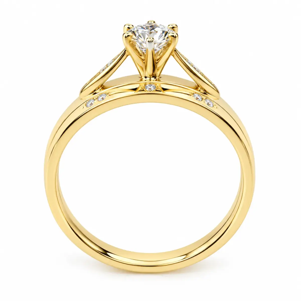 9ct Yellow Gold Round CZ Solitaire 2-Piece Bridal Ring Set - 9YSOR1010AB