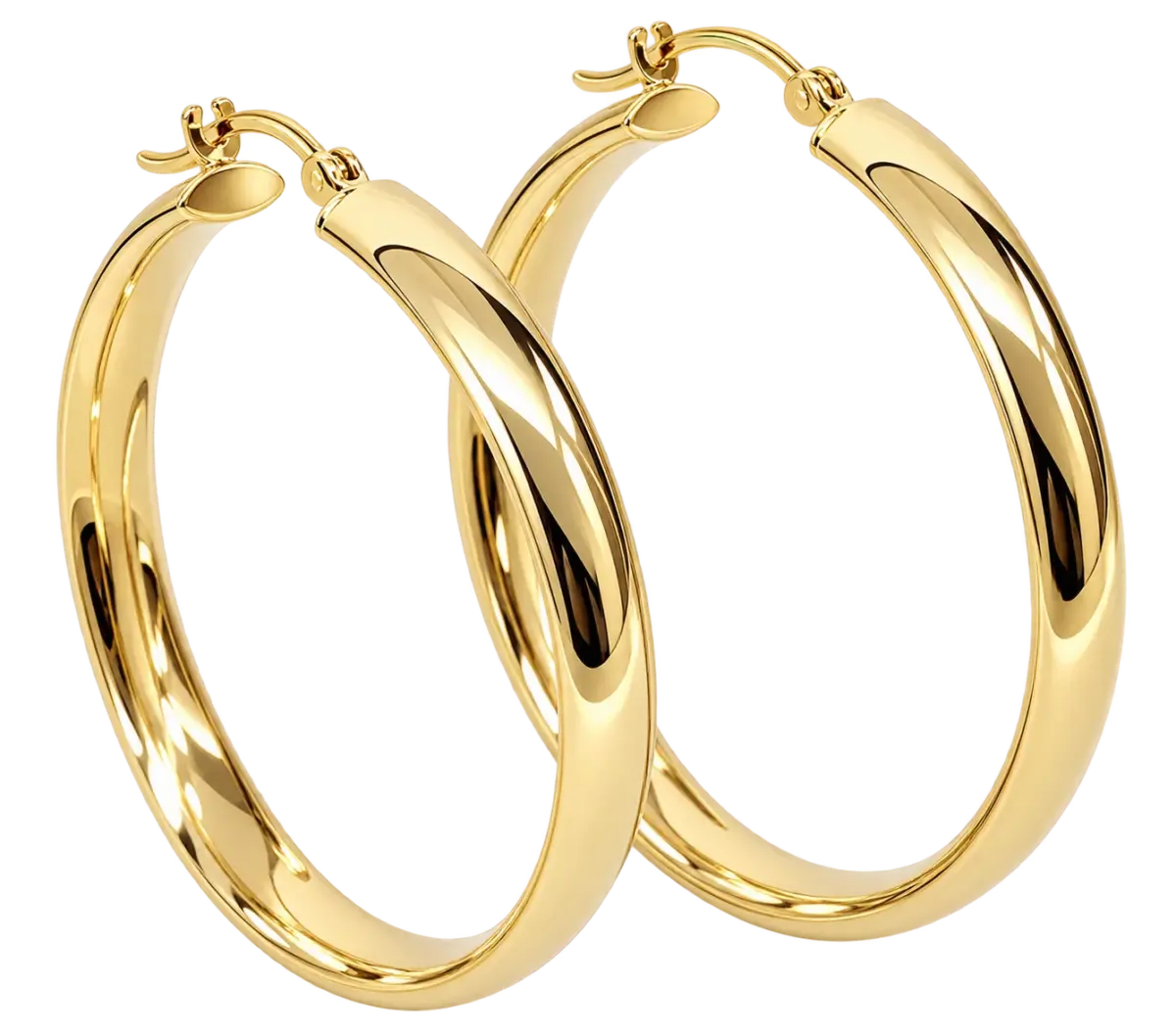 9ct Yellow Gold Round Hoop Earrings – 35mm Inside Diameter | 5mm Wide Oval Tube | Made in Italy - 9KER193Y35