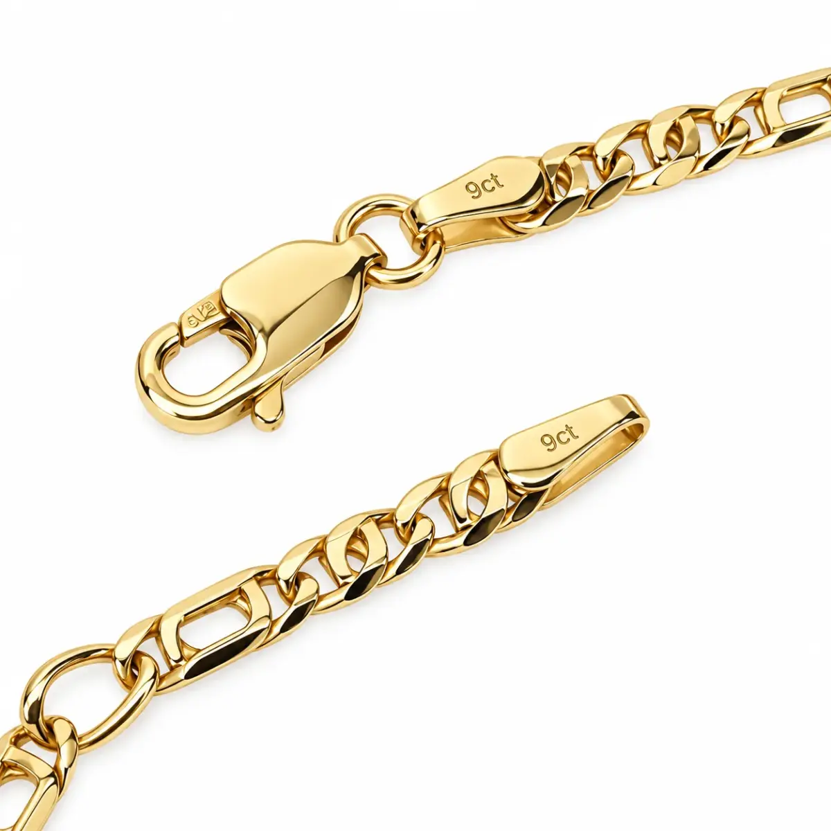 9ct Yellow Gold Solid Bird's Eye & Tiger's Eye Link ID Bracelet – 15cm to 17cm | Made in Italy - 9K0T060/ID