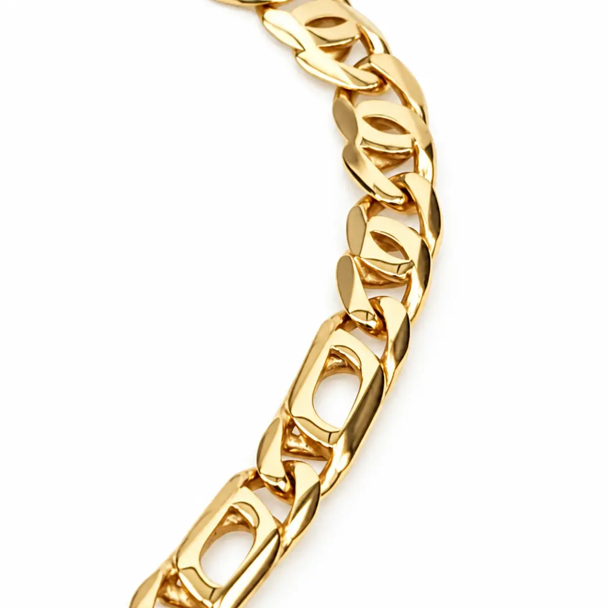 9ct Yellow Gold Solid Bird's Eye & Tiger's Eye Link ID Bracelet – 15cm to 17cm | Made in Italy - 9K0T060/ID