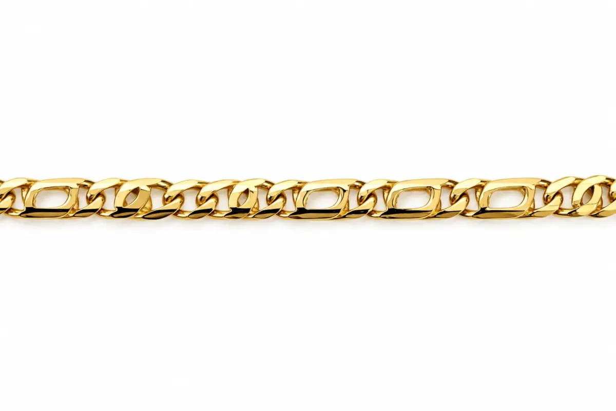 9ct Yellow Gold Solid Bird's Eye & Tiger's Eye Link ID Bracelet – 15cm to 17cm | Made in Italy - 9K0T060/ID