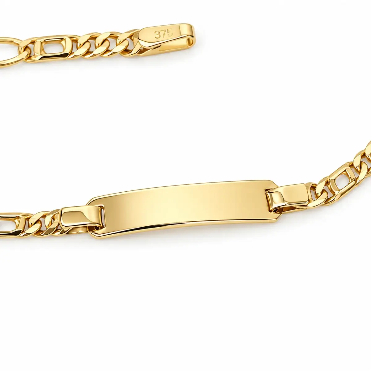 9ct Yellow Gold Solid Bird's Eye & Tiger's Eye Link ID Bracelet – 15cm to 17cm | Made in Italy - 9K0T060/ID